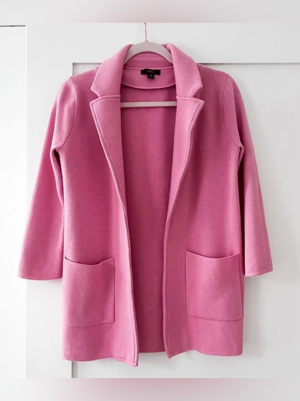 J. Crew Pink Open-Front Knit Blazer Coatigan